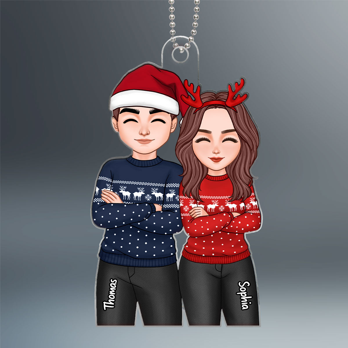 Cute Brothers Sisters Best Friends Couple Christmas Gift Personalized Acrylic Ornament