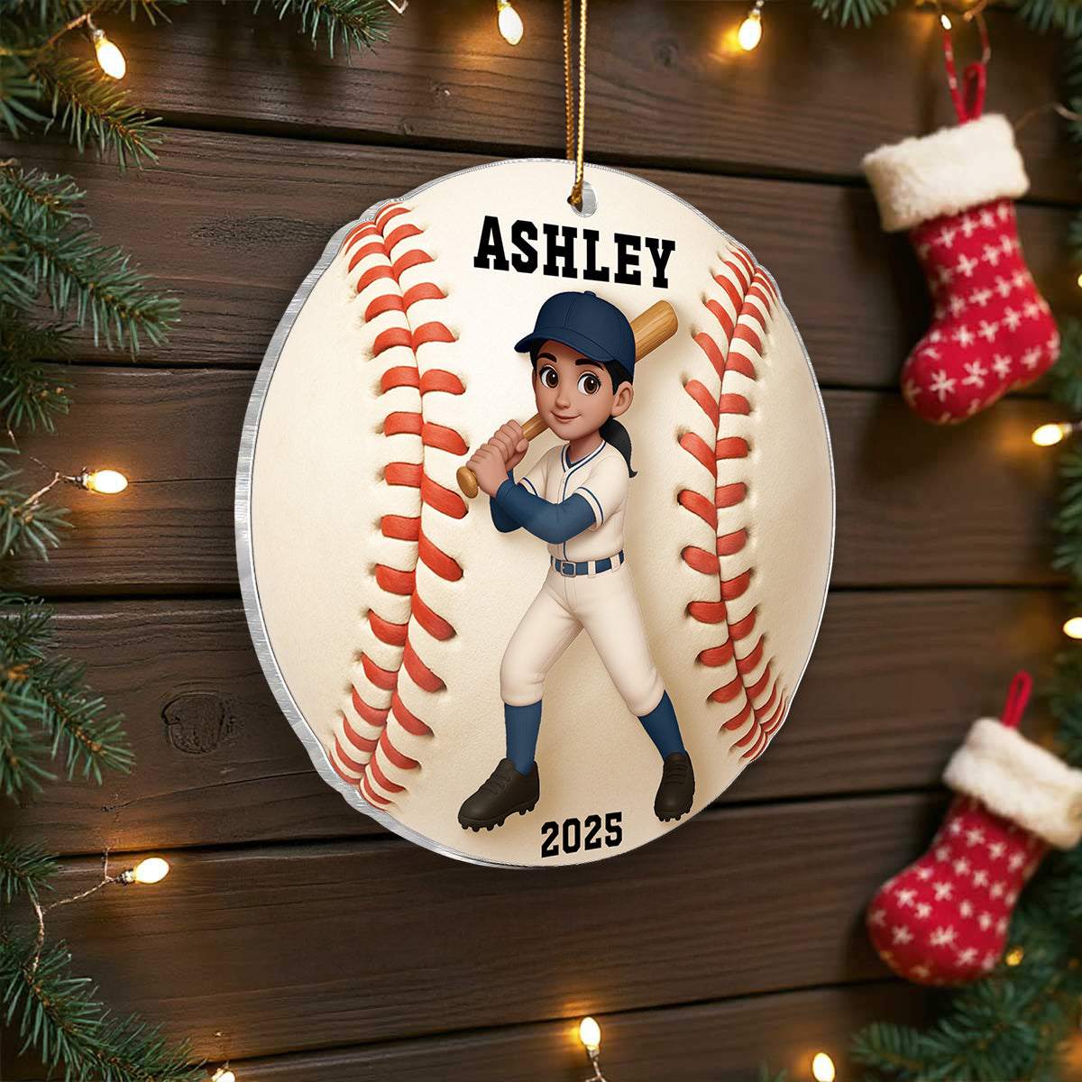 Baseball Player 3D Effect - Personalized Acrylic Ornament - Christmas Gift For Teen Boy Girl, Daughter Son Granddaughter Grandson