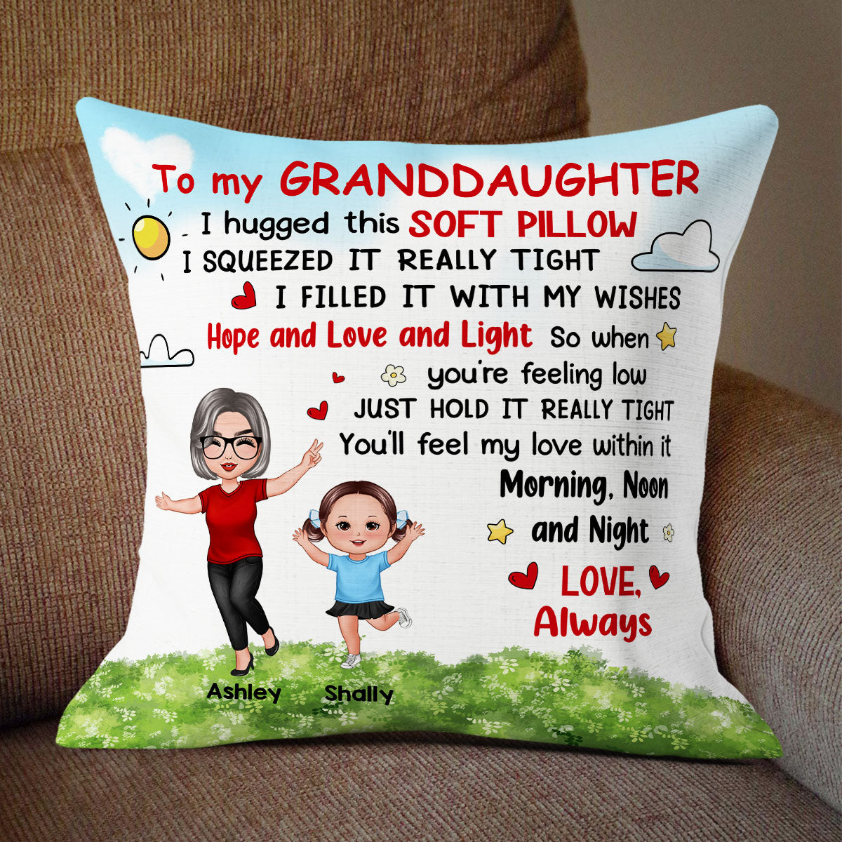 Happy Doll Grandma Grandkid To My Granddaughter Grandson Gift For GrandchildrenPersonalized Pillow