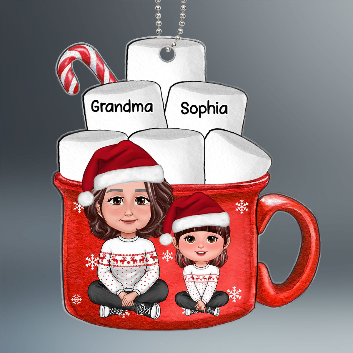 Grandma Grandkids Hot Cocoa Christmas Gifts For Granddaughters Grandsons Personalized Acrylic Ornament