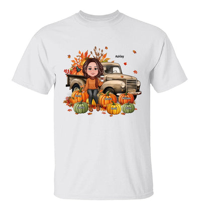 Wood Patterned Truck Grandma Mom Pumpkins Personalized Shirt