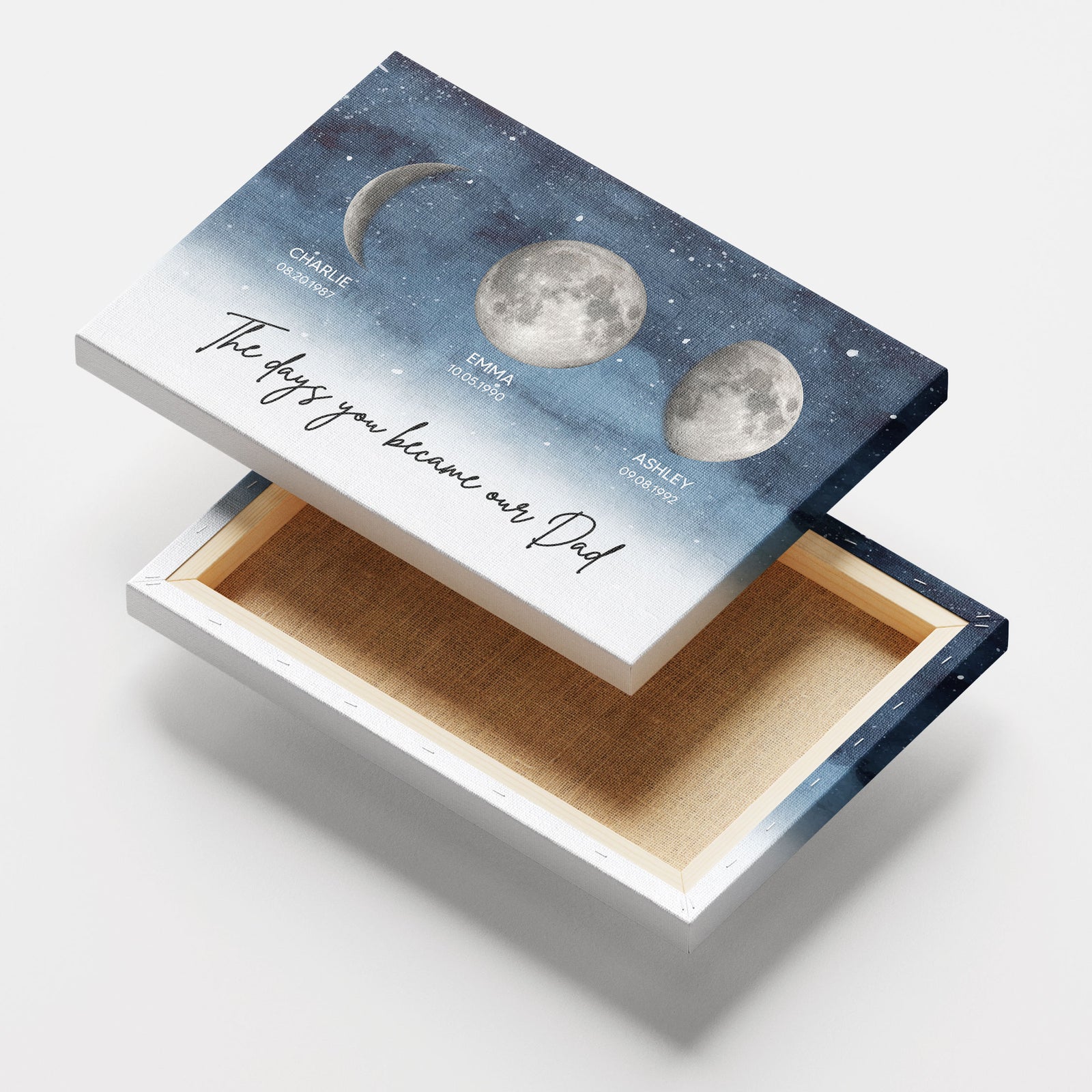 Starry Night Custom Birth Moon Phase The Days You Became Our Dad Personalized Wrapped Canvas, Heartfelt Father's Day Gift For Dad, Husband