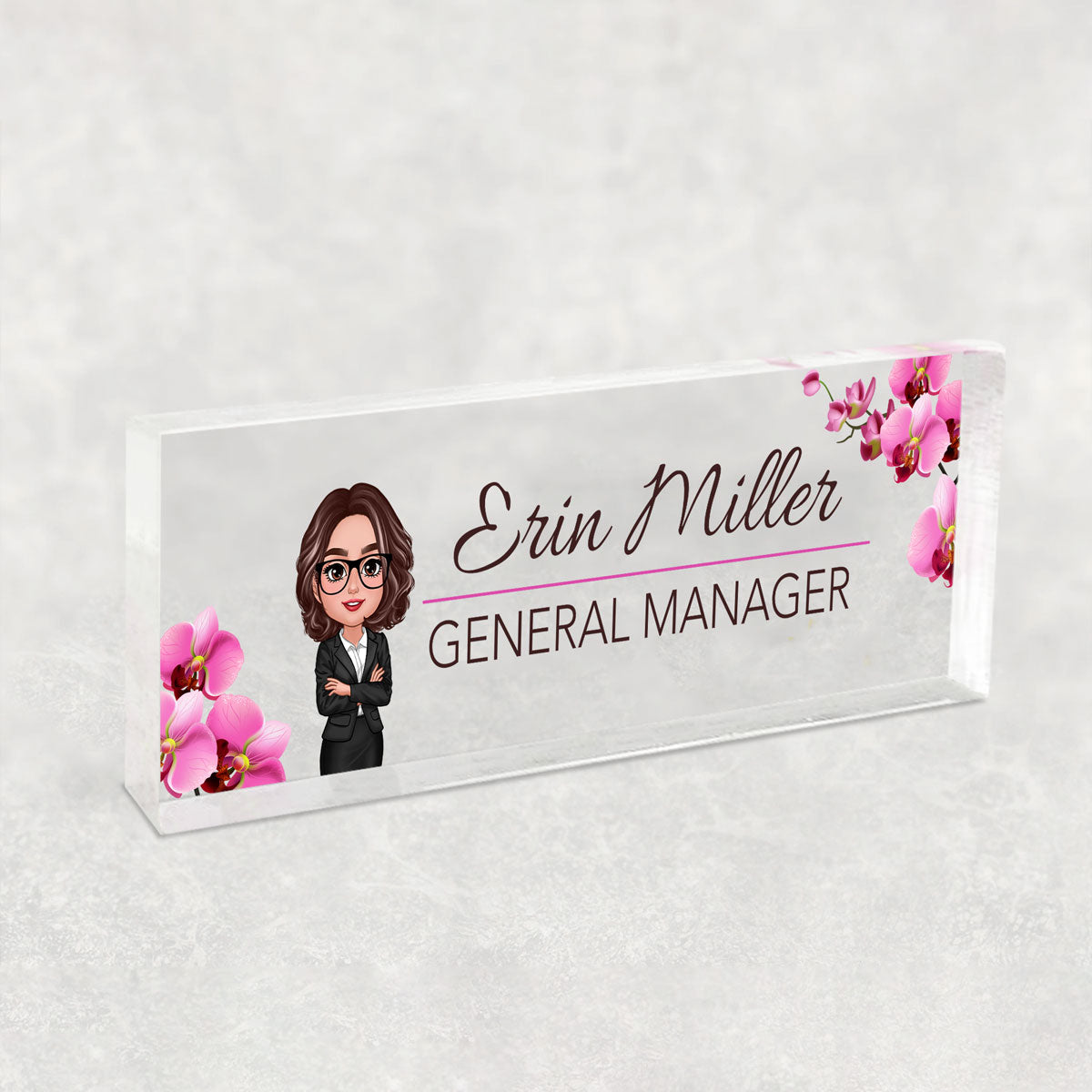 Beautiful Woman Office Personalized Acrylic Desk Name Plate, Office Desk Decor, Gift For Colleagues, Coworkers