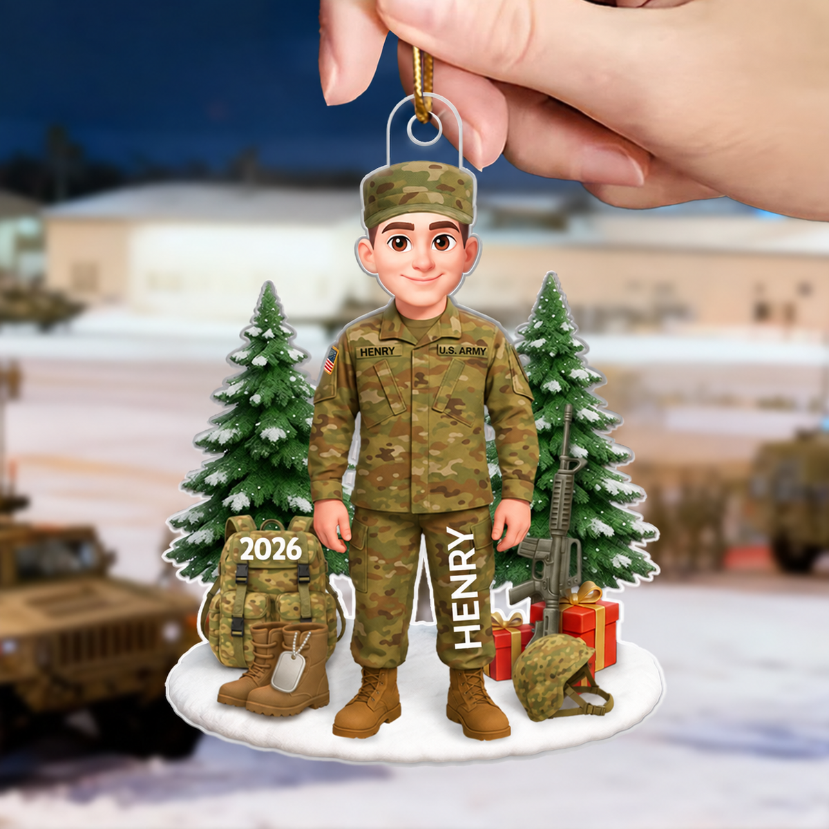 3D Effect Proud Soldier - Personalized Acrylic Ornament - Special Chritsmas Gift For The Brave Soldier