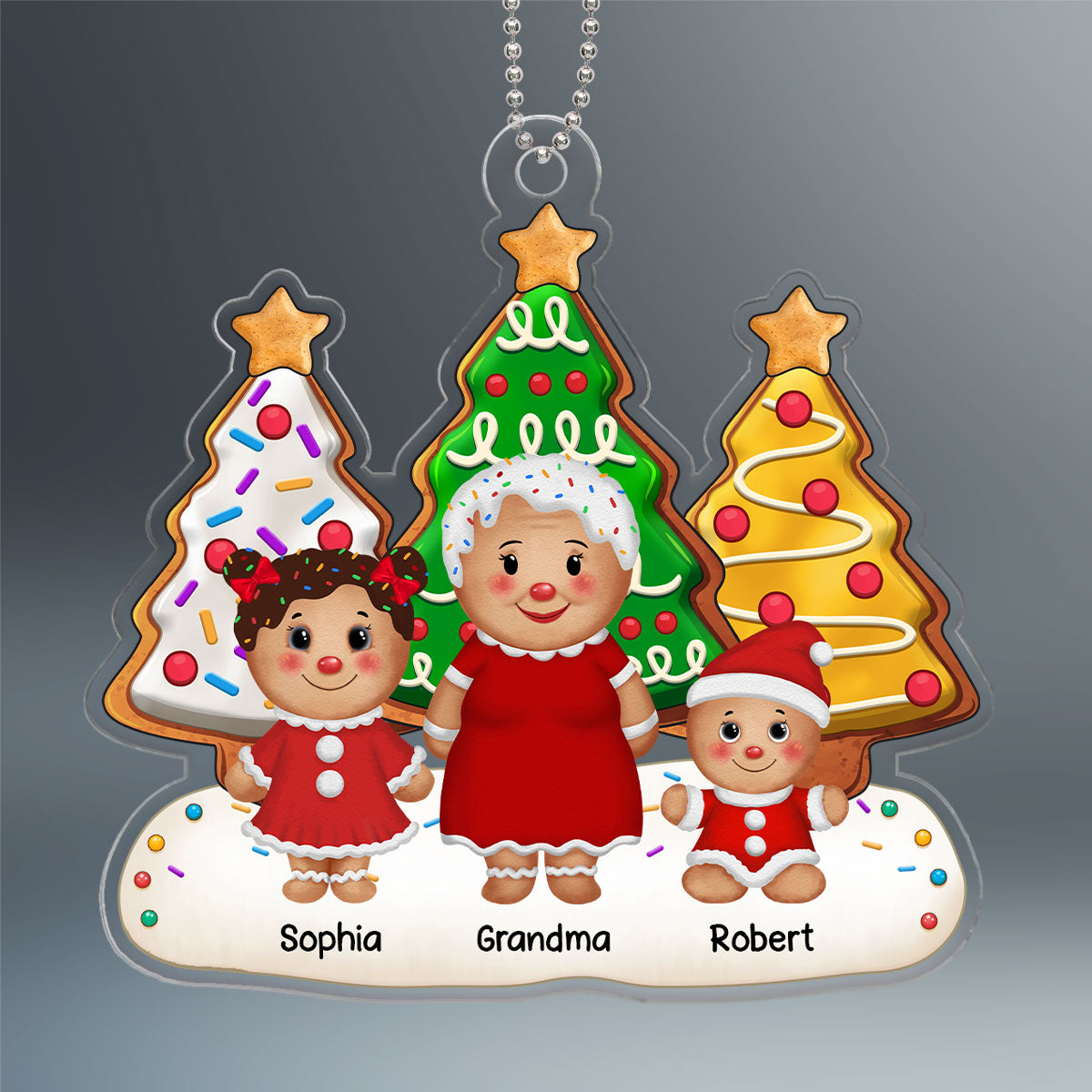Gingerbread Grandma Grandkids Christmas Tree Gift For Grandma Grandson Granddaughter Personalized Acrylic Ornament