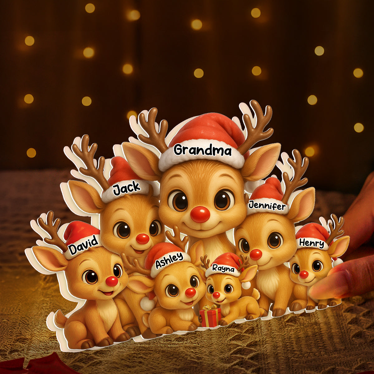 Personalized Grandma Grandkids Reindeer LED Light Box, Christmas Gift For Grandma, Grandkids