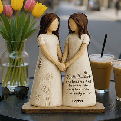 Best Friends Are Hard To Find 3D Effect - Personalized 2-Layered Wooden Plaque - Gift for Besties, Best Friends