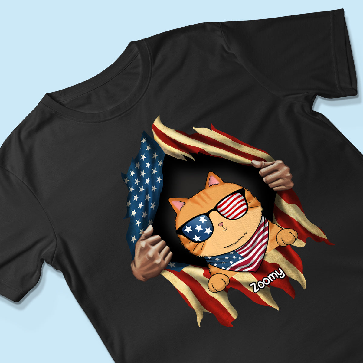 Cat Lovers Hands Ripping Nation Flag Personalized Shirt