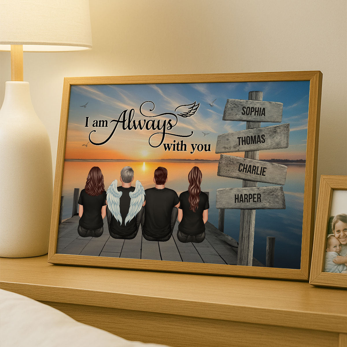 Family Sign Posts I Am Always With You Memorial Personalized Poster, Sympathy Gift, Remembrance Gift