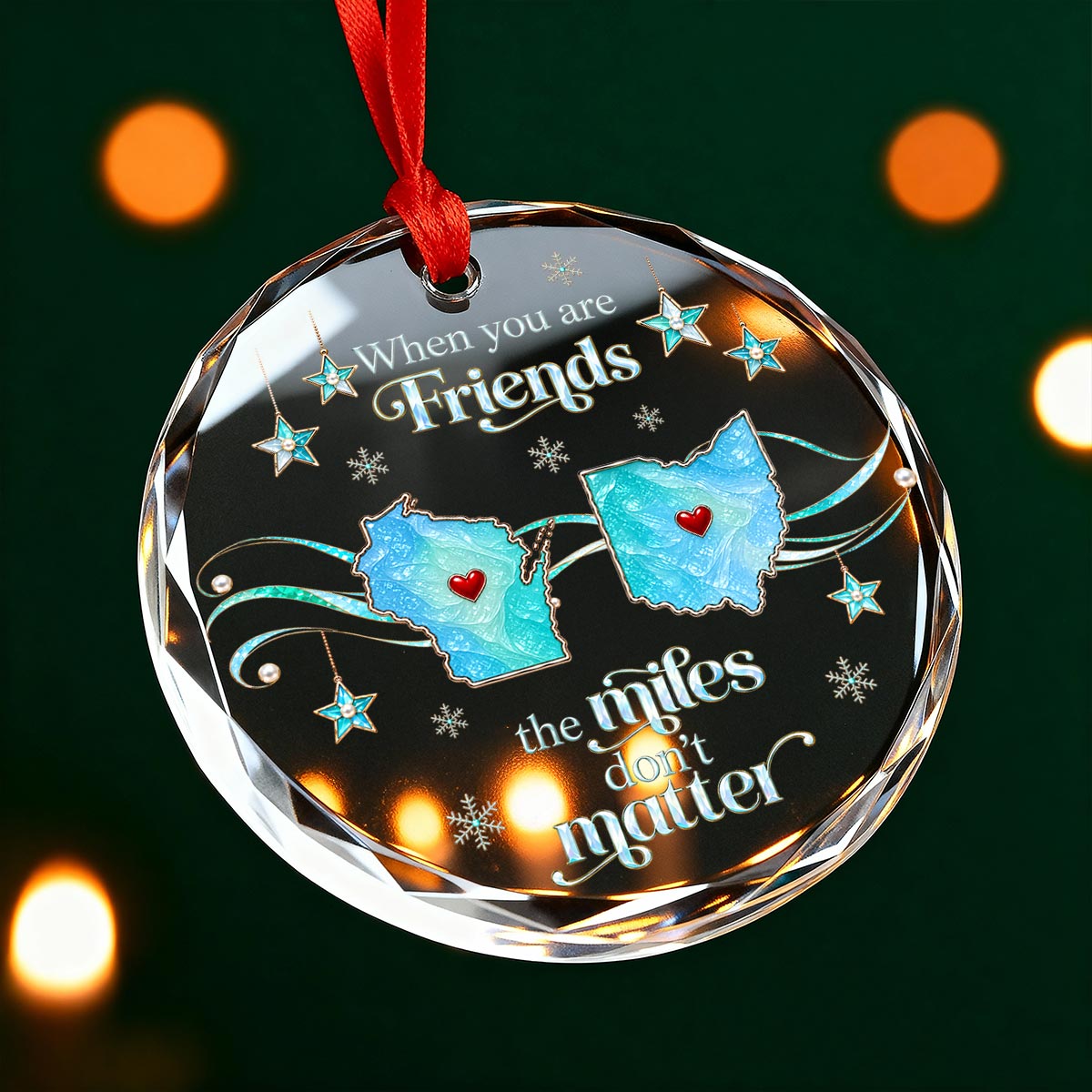 Long Distance Gift - Personalized Glass Ornament - Heartfelt Christmas Gift for Family, Friends, Sisters, Besties