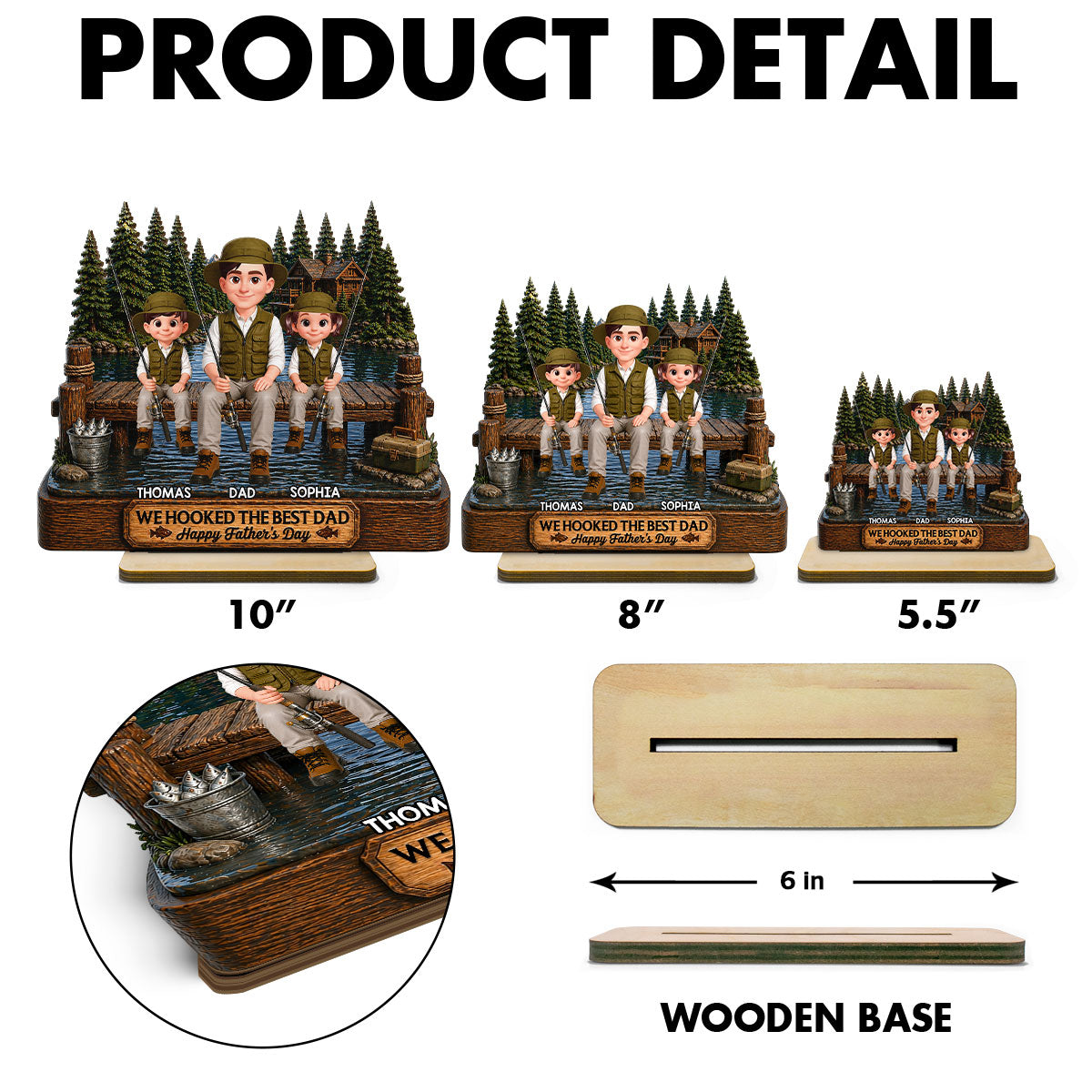 Fishing We Hooked The Best Dad - Personalized 2-Layered Wooden Plaque - Father's Day Gift For Fishing Dad, Fishing Lovers
