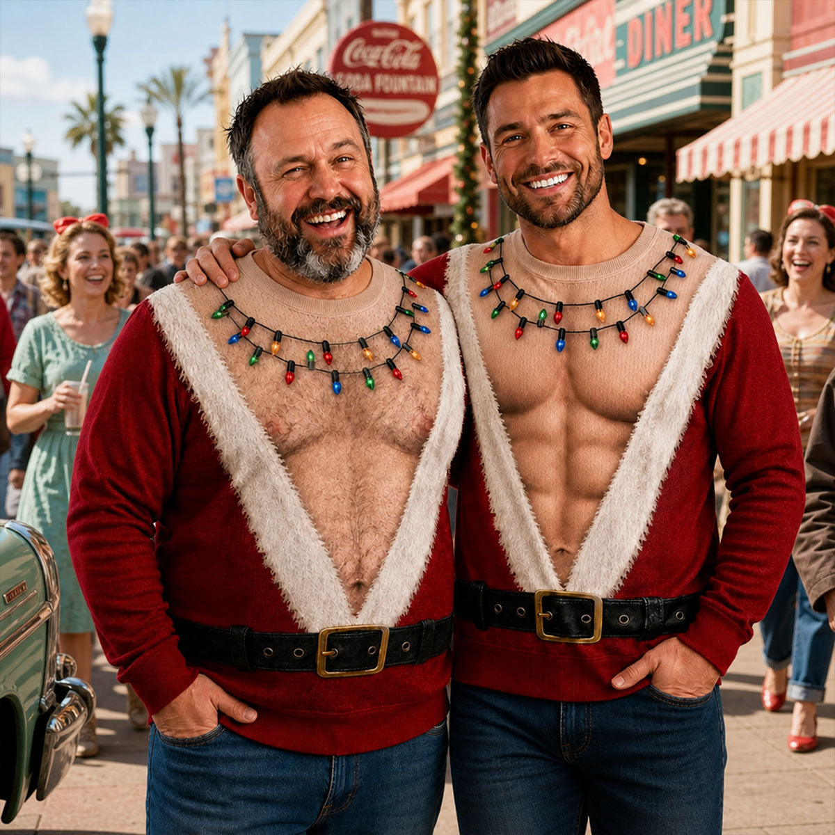 Funny Santa Abs - Personalized Ugly Sweater - Christmas Gift For Man, Husband