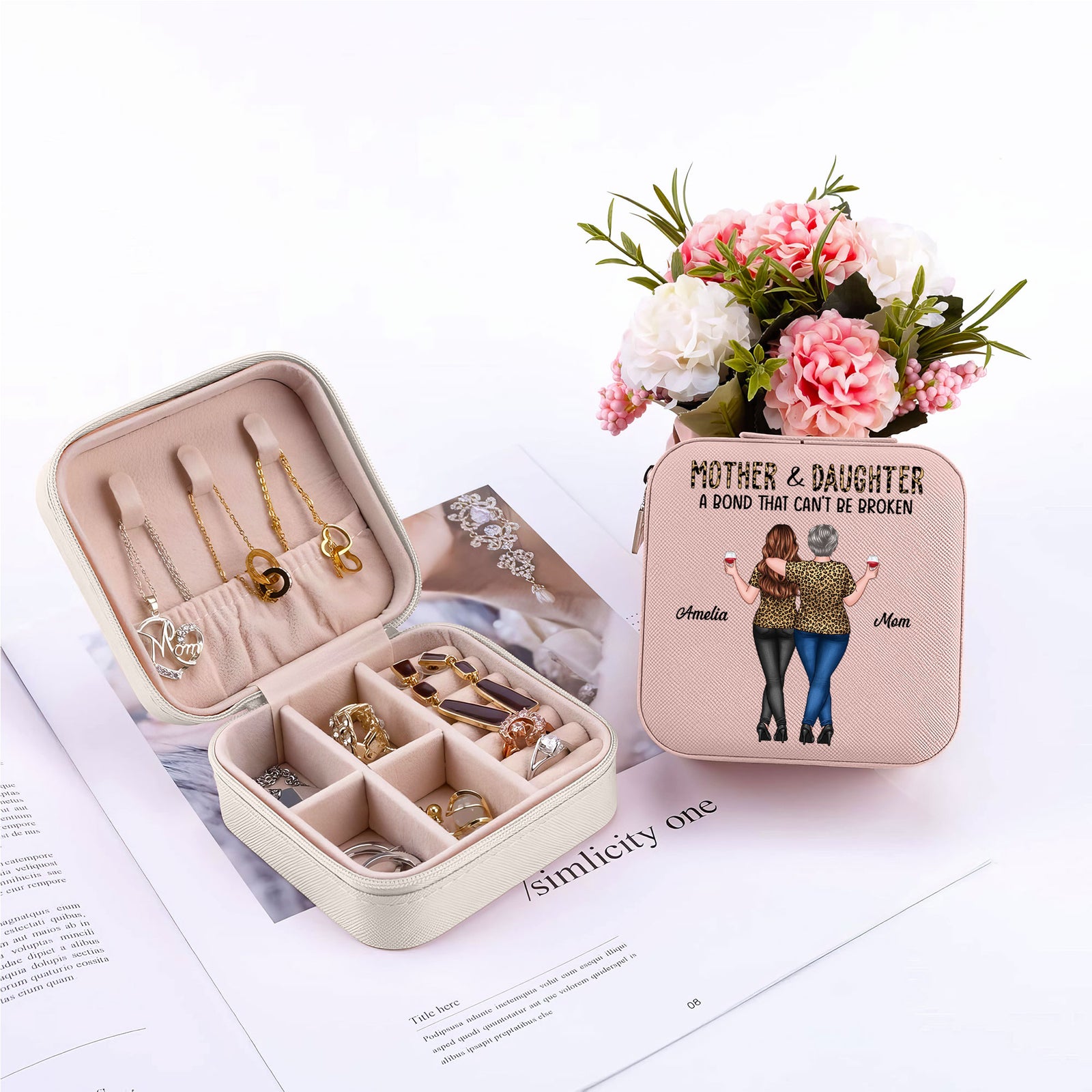 Leopard Mother Daughter Bond That Can't Be Broken Personalized Jewelry Box, Gift For Mom, Daughter
