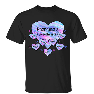 Grandma Mom Sweethearts Hologram Pattern Personalized Shirt