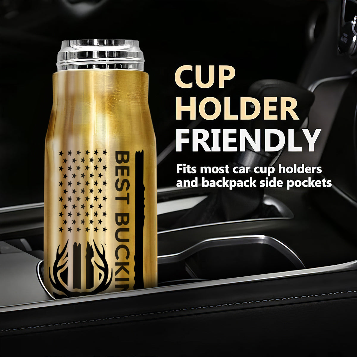 Best Buckin‘ Grandpa Dad Fist Bump Gift For Hunting Lover Personalized Bullet Tumbler