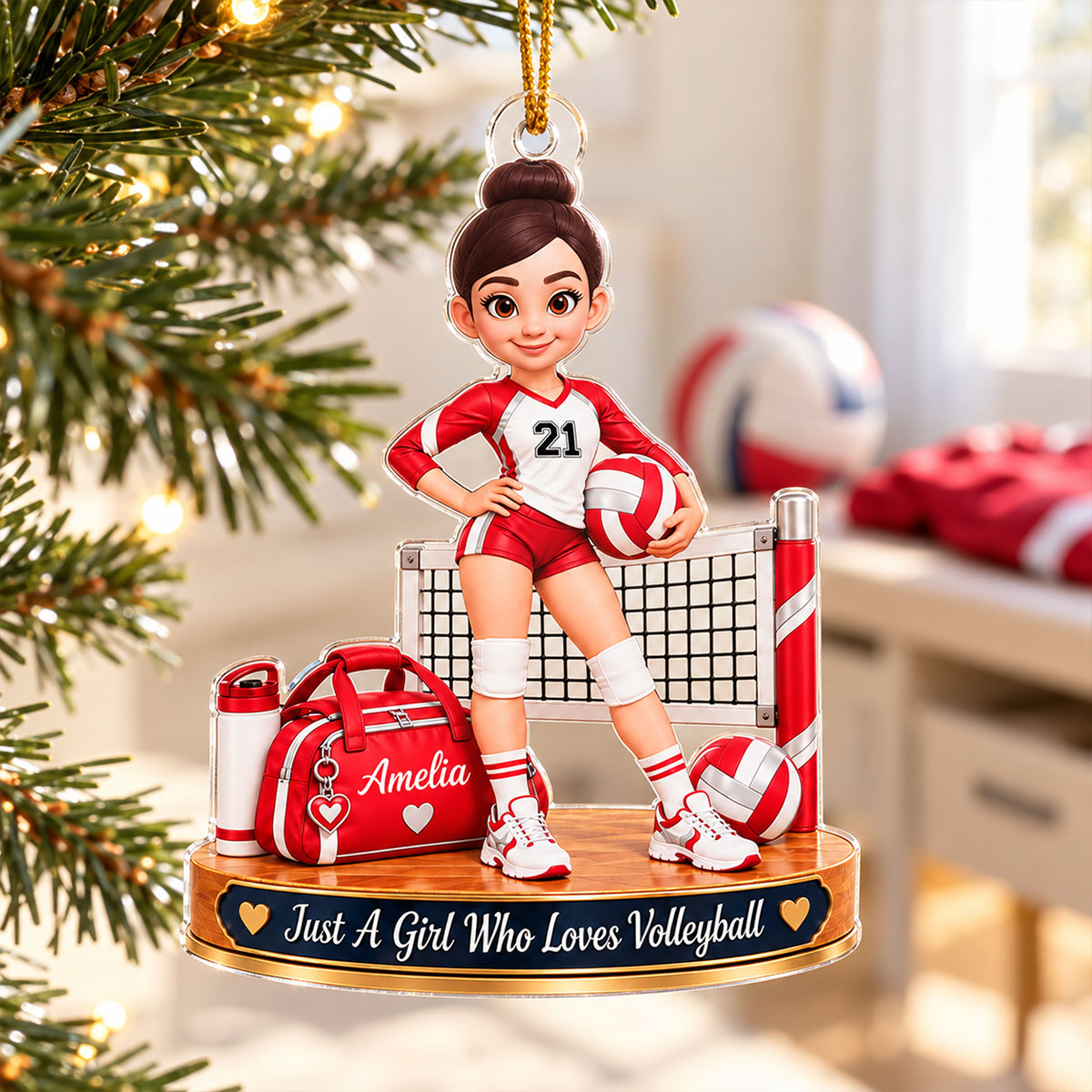 Just a Girl Who Loves Volleyball - Personalized Acrylic Ornament - Christmas Gift for Daughter, Granddaughter