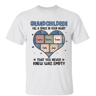 Grandchildren Fill Spaces In Grandma Heart Floral Patterns Personalized Shirt