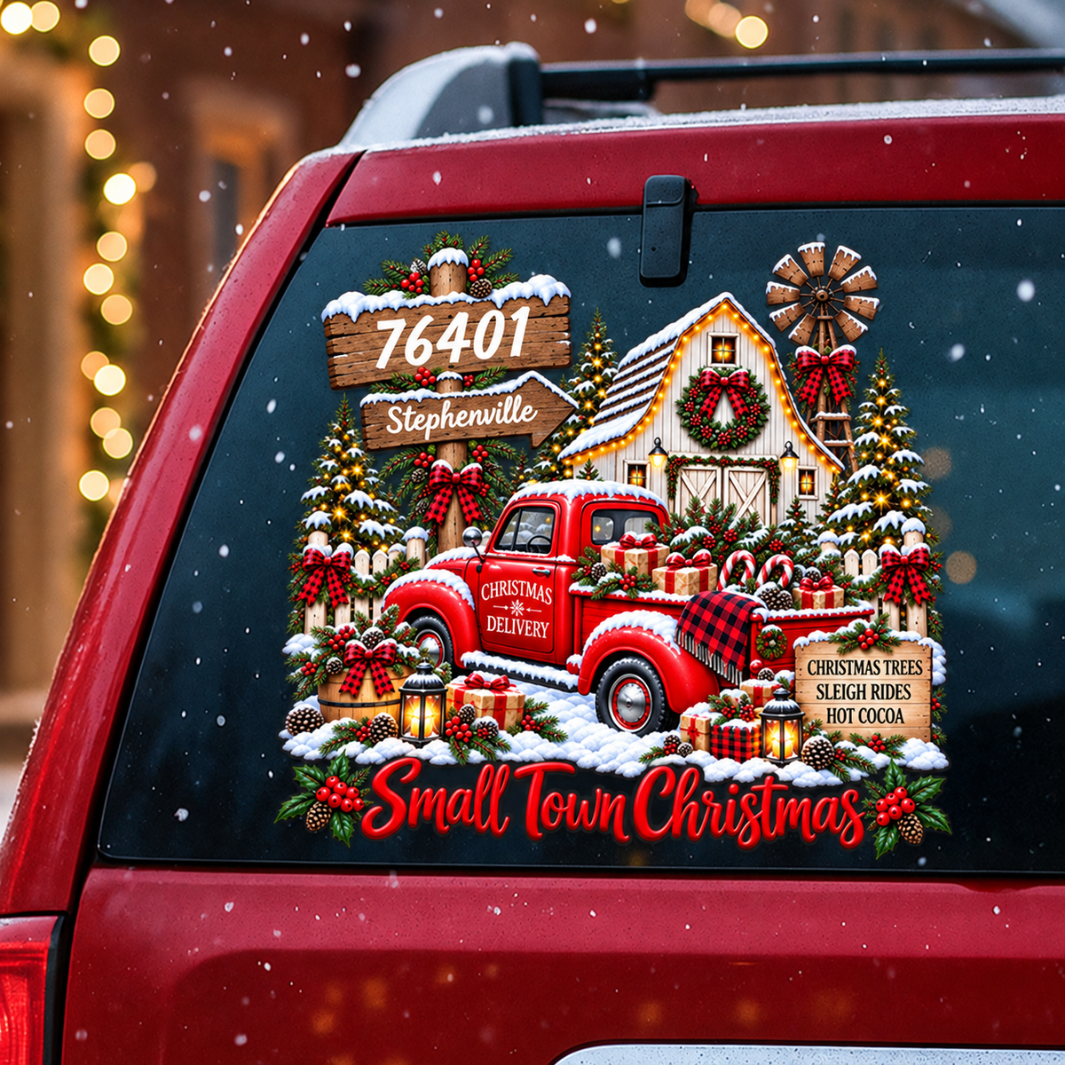 Custom Zip Code Small Town Christmas - Personalized Decal - Trendy Christmas Holiday Tee, Town Pride