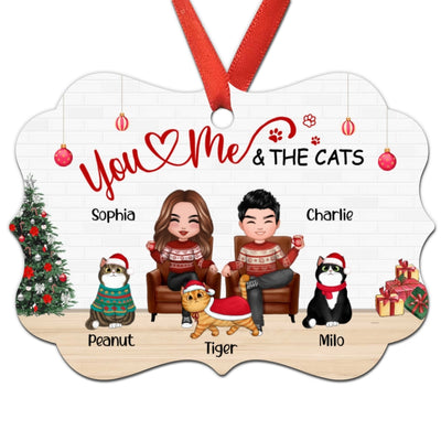 You Me & The Cat In House Personalized Christmas Ornament