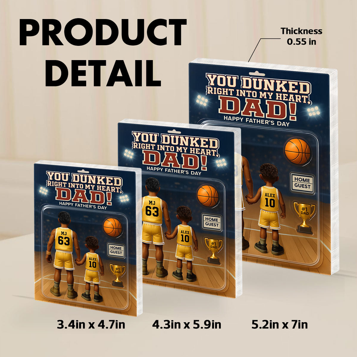You Dunked Right into my Heart Dad, Basketball Custom Figure - Personalized Acrylic Block Plaque - Gift For Dad, Gift For Husband, Gift For Grandpa