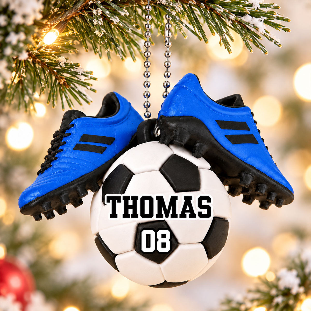 Soccer Ball Custom Name & Number - Personalized 3D Ornament - Gift For Soccer Lovers, Soccer Team, Boys, Girls, Grandkids