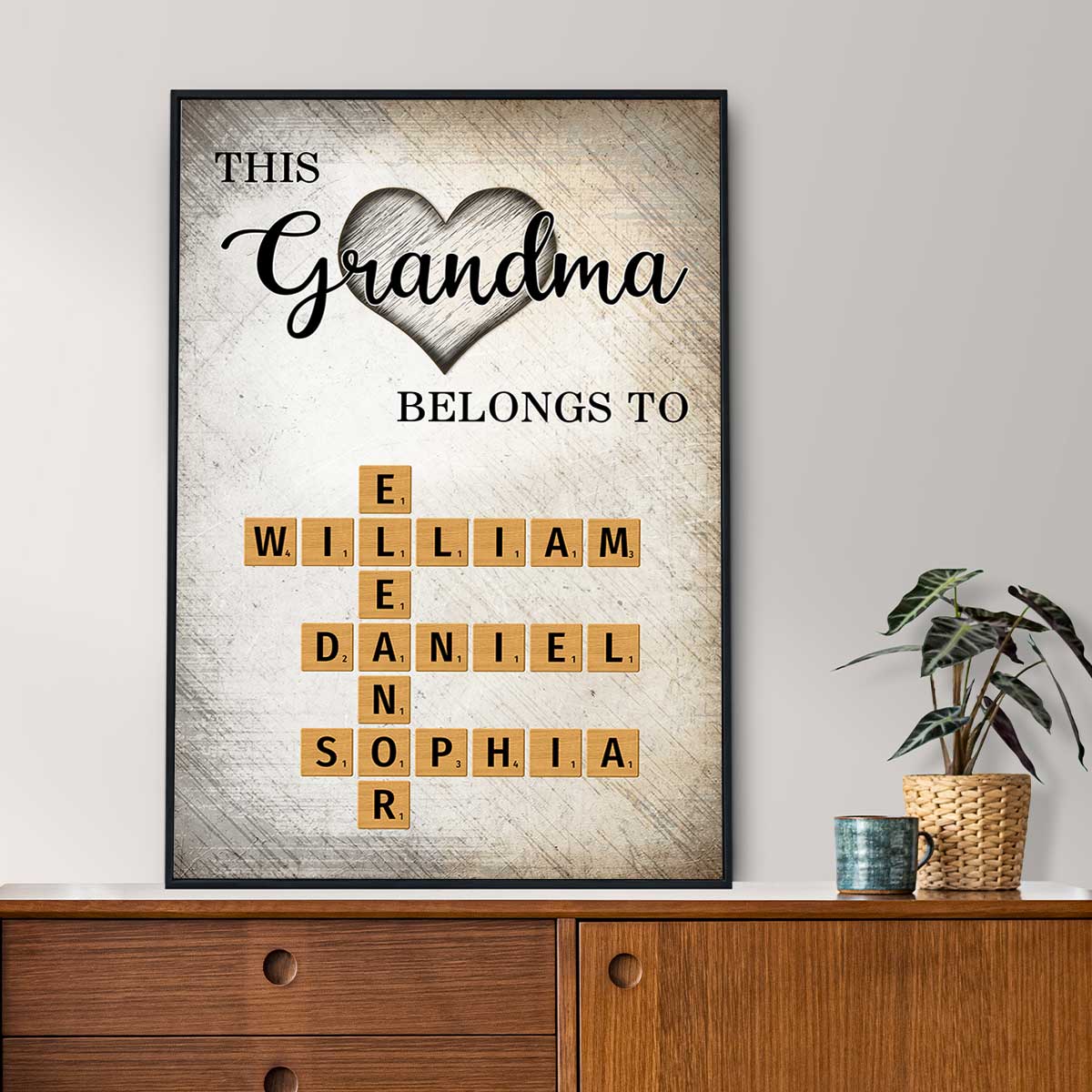 This Grandma Belongs To Grandkids Crossword Puzzle Art Personalized Poster