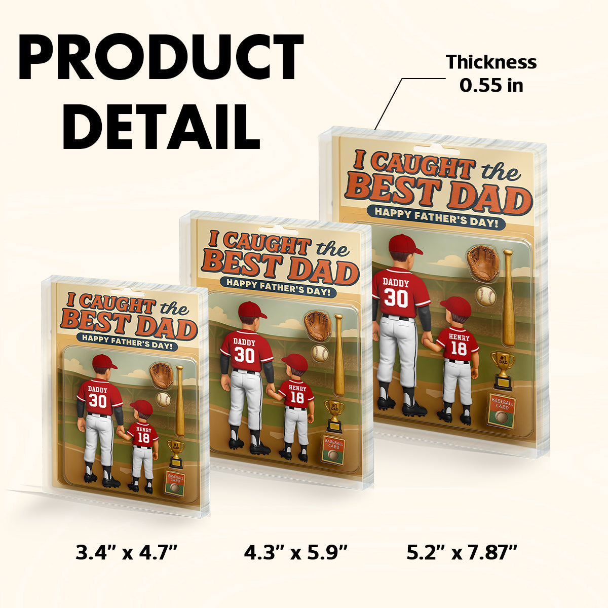 We Caught the Best Dad Baseball Custom Figure Personalized Acrylic Block Plaque, Custom Jersey, Father's Day Gift for Dad, Gift for Husband