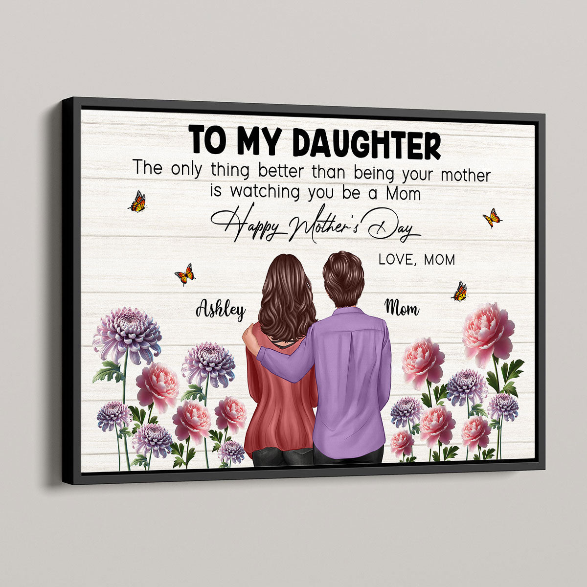 To My Daughter From Mom Happy Mother's Day Birth Flower Personalized Poster, Gift For Daughter