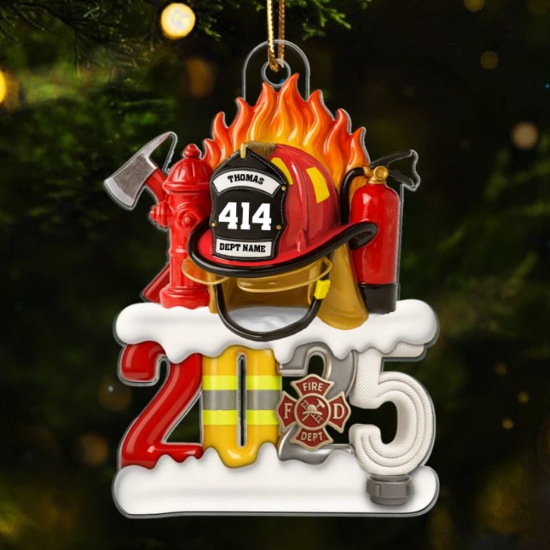 3D Effect 2025 Firefighter Things You Did It - Personalized Acrylic Ornament - Fire Academy Graduation Gift, Promotion Gift