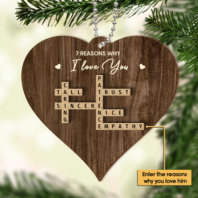 Reasons Why I Love You Personalized 2-Layered Wooden Ornament, Anniversary, Birthday, Christmas Gift for Boyfriend, Husband