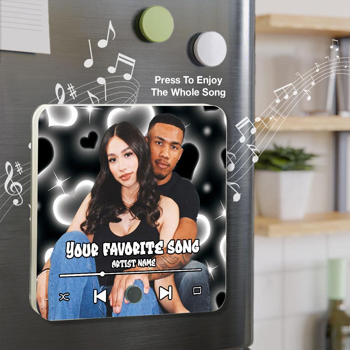 Y2K Couple Photo Personalized Music Fridge Magnet, Gift for him, Gift for her