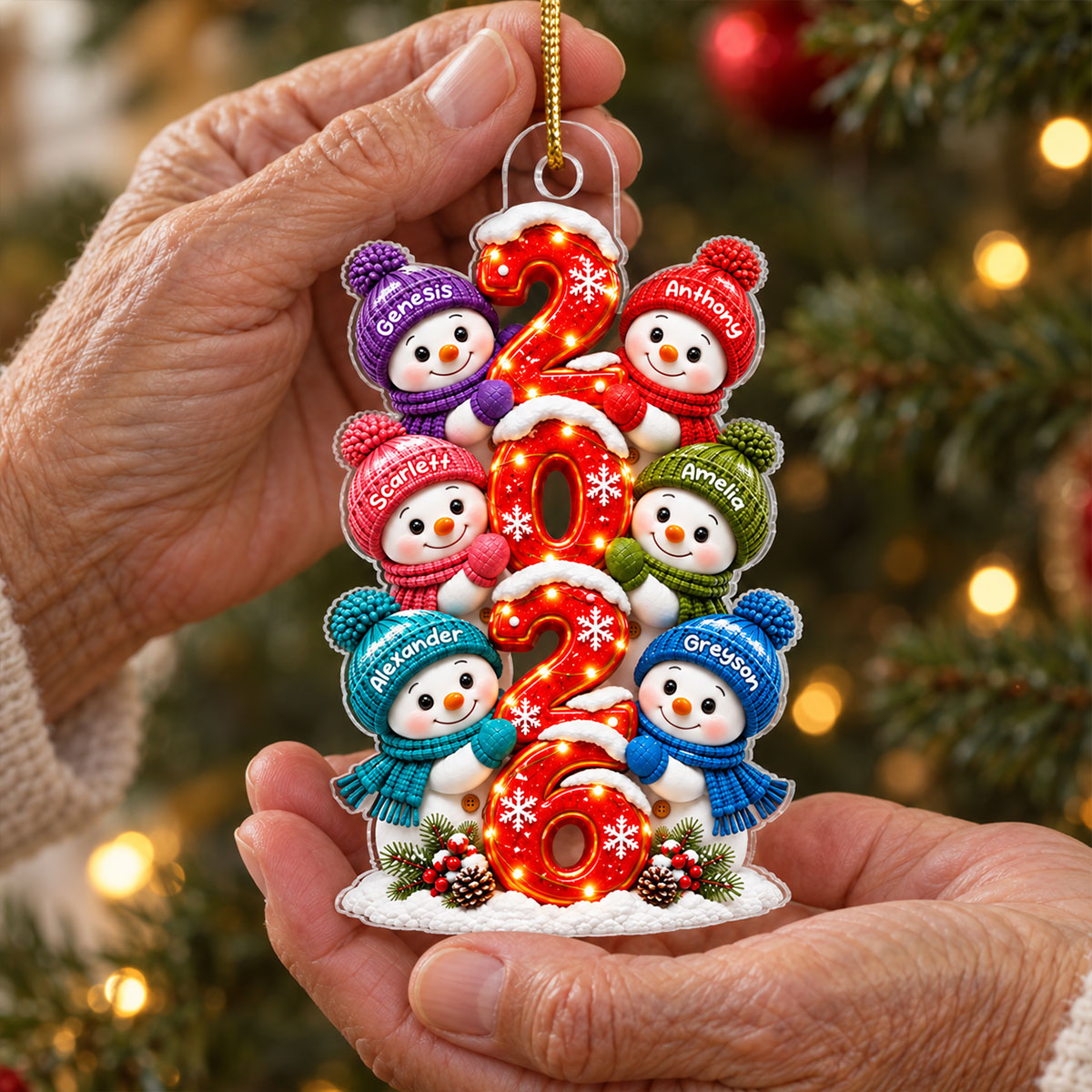 Snowman Family 2026 2D Flat - Personalized Acrylic Ornament