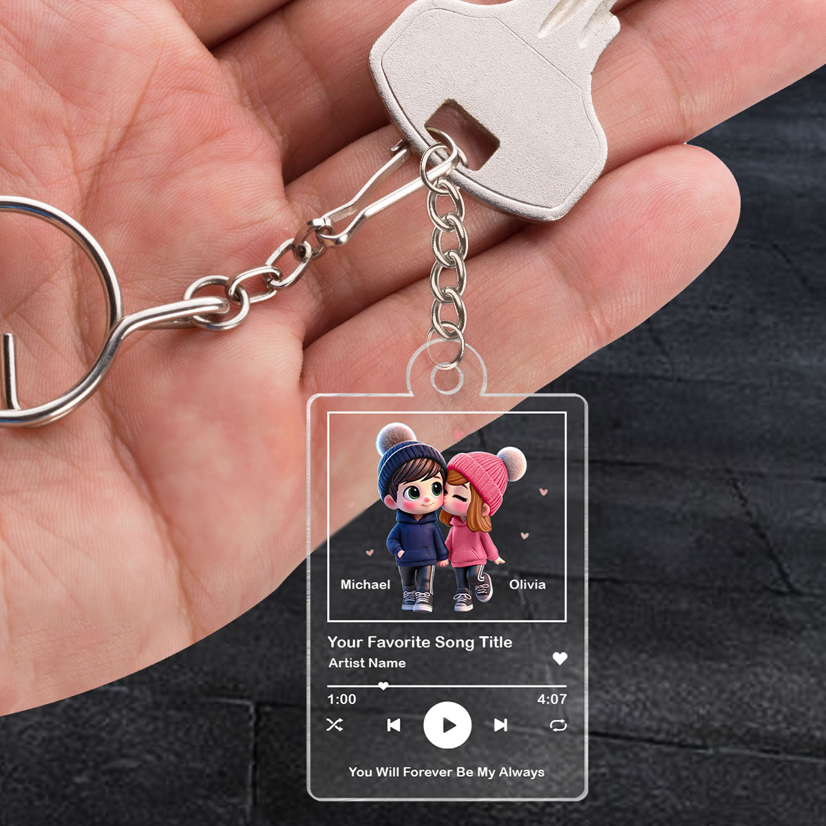 Cute Couple, Personalized Song Keychain, Wedding Gifts, Anniversary Gifts,  Gifts, Gifts For Couples