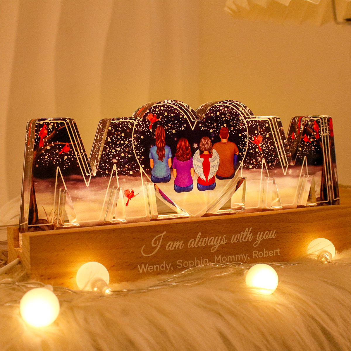 I'm Always With You Memorial Personalized LED Night Light, Sympathy Gift For Loss Mom