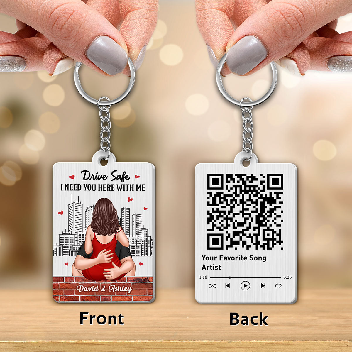 Couple Kiss Passionate Love Gift For Him For Her Personalized Metal Keychain