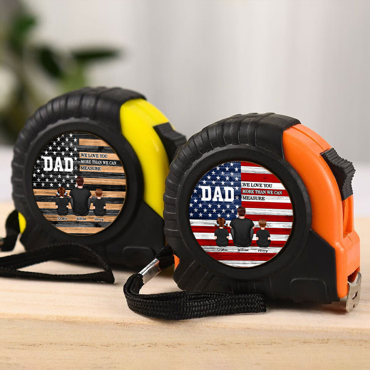 Nation Flag Dad Love You More Than We Can Measure Personalized Tape Measure| Coolest Father's Day Gift For Dad