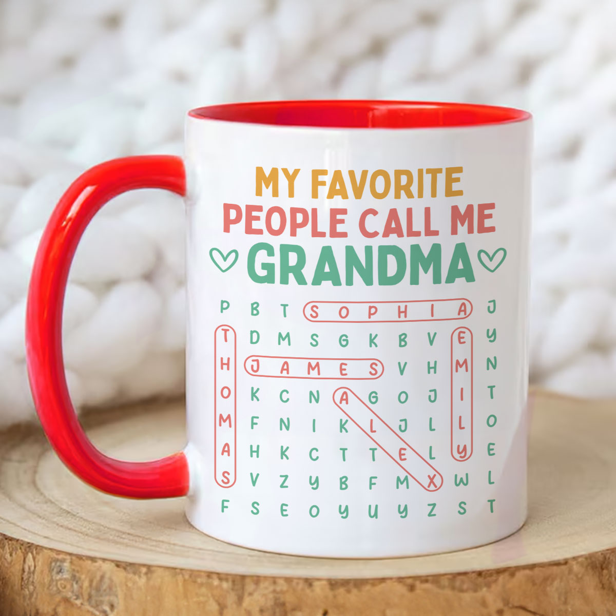 My Favorite People Call Me Grandma Word Search Puzzle - Personalized Mug - Heartfelt Mother's Day Gift for Grandma, Wife