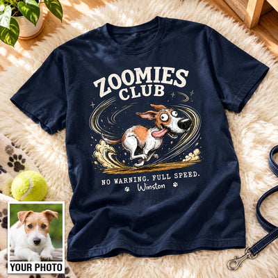Zoomies Club Quirky Dog Portrait From Your Custom Pet Photo - Personalized Shirt - Funny Gift For Dog Cat Lover