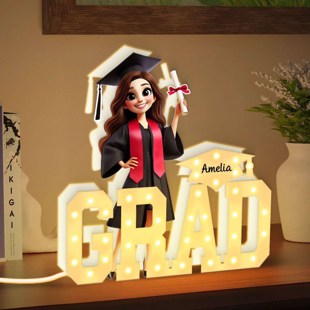 3D Effect 2025 Graduation Marquee Letters Personalized Light Box, Graduation Gift