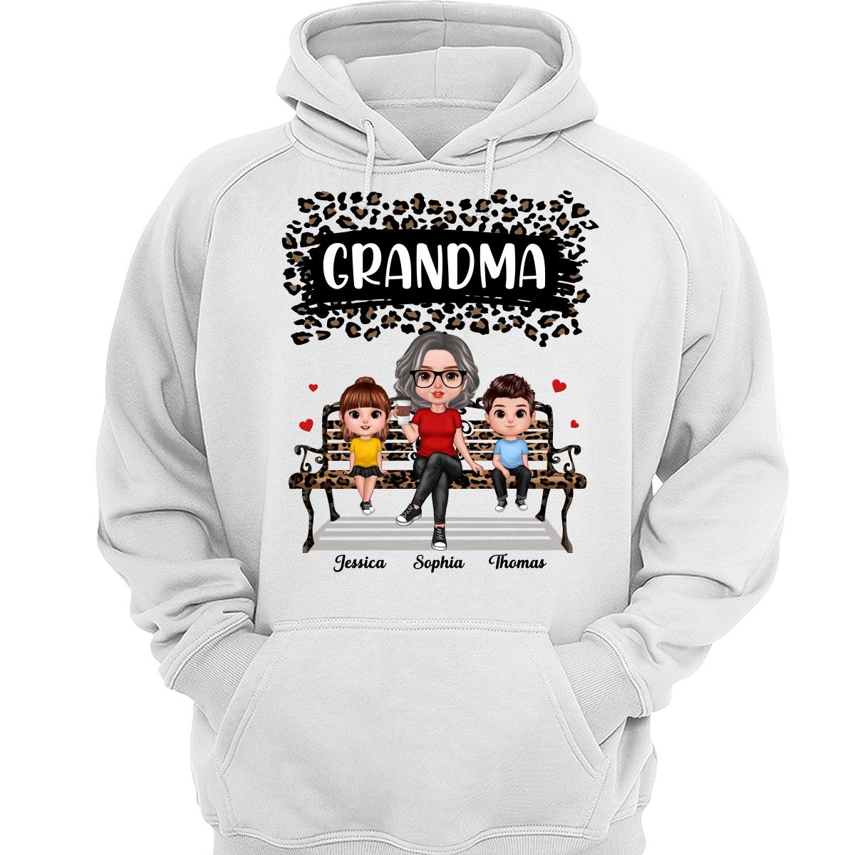 Black Leopard Grandma Grandkids Personalized Shirt