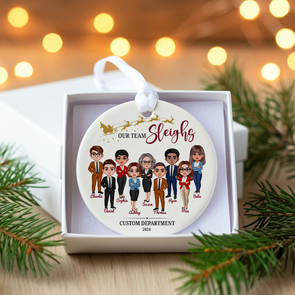 Staff Christmas Gifts, Best Team Ever Christmas Ornaments, Our Team Sleigh 2025 Ornament, Company Christmas Gift for Employees