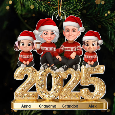 3D Effect Luxury Gold Texture Family Together Christmas - Personalized Acrylic Ornament