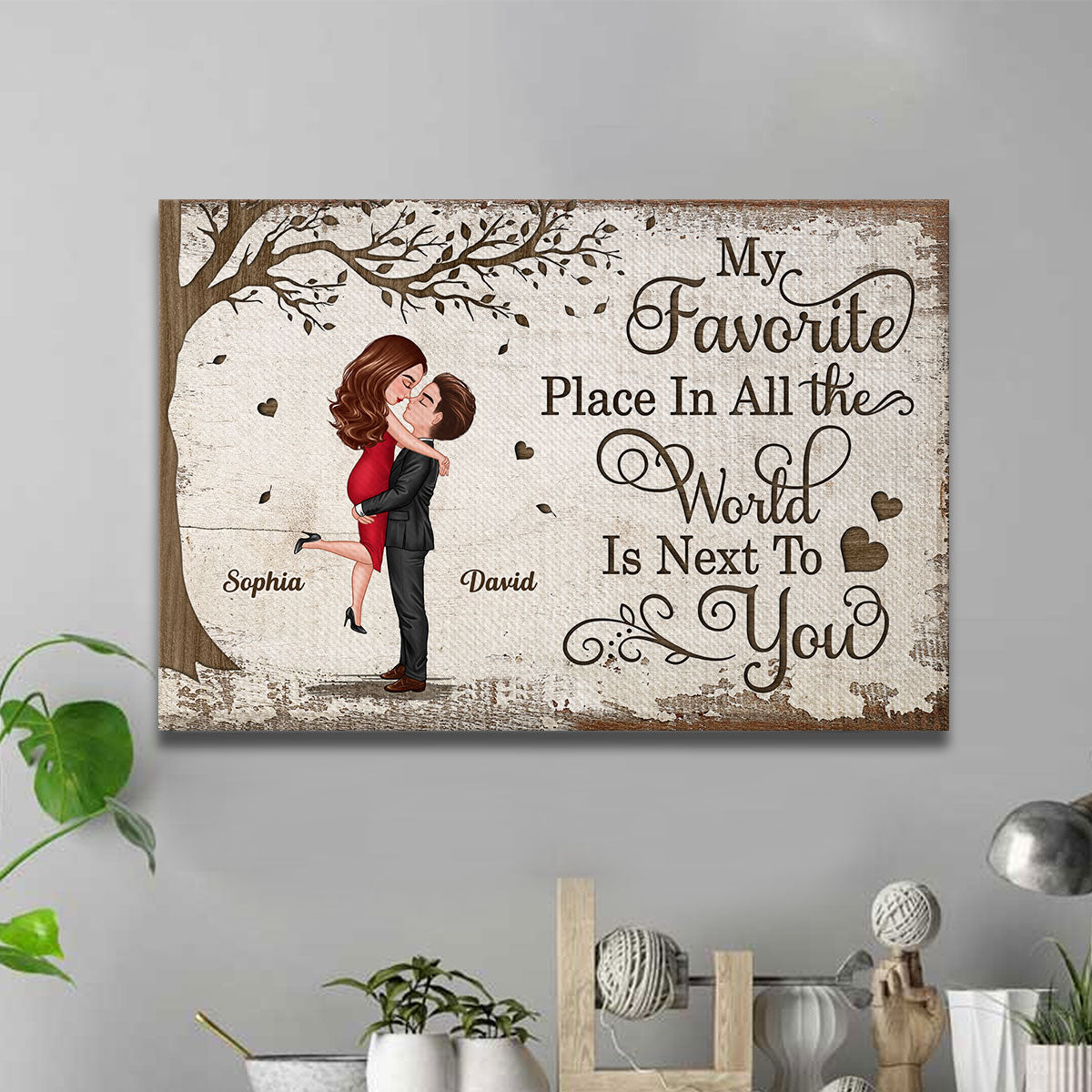 Favorite Place In The World Couple Kissing Personalized Canvas