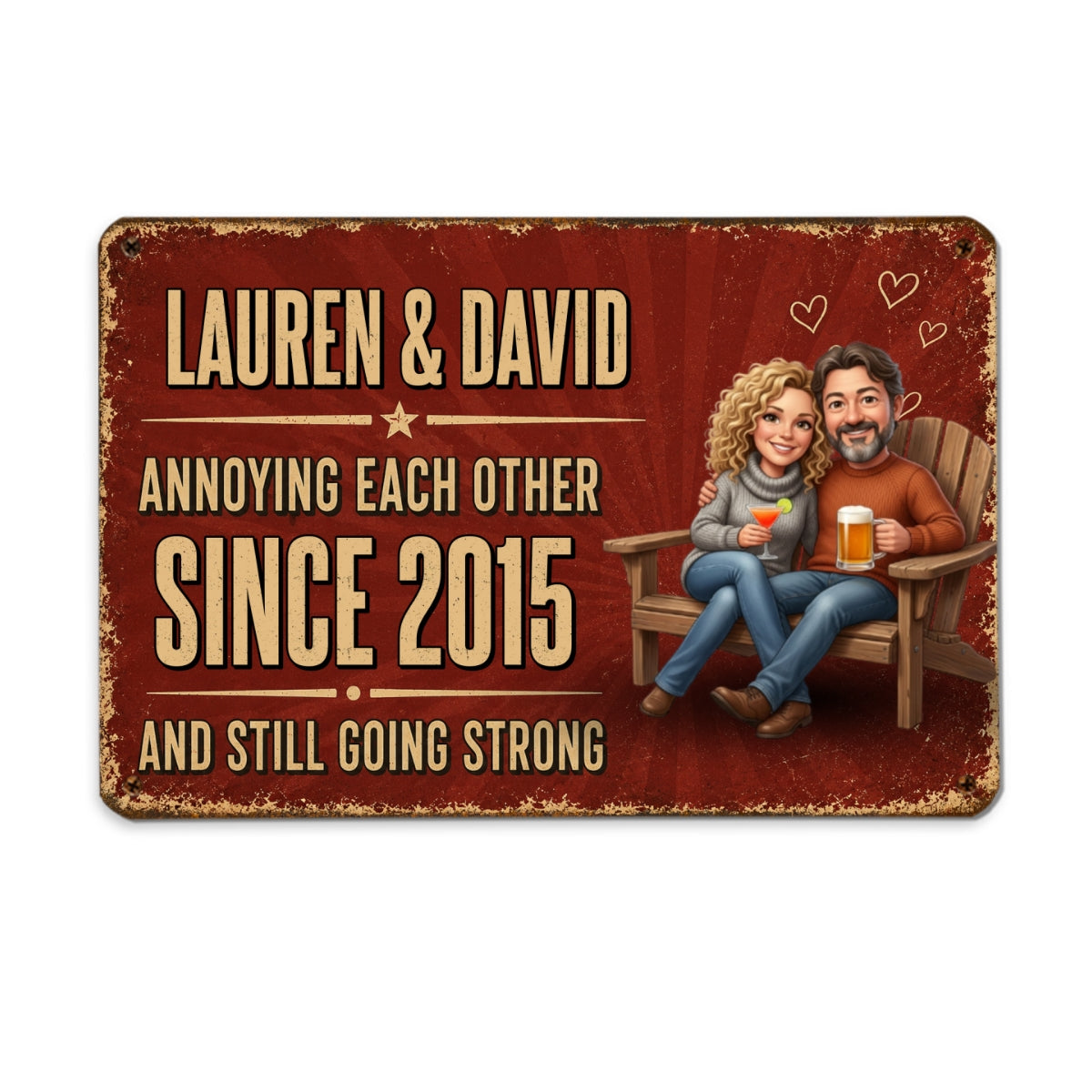 Custom Photo Couple Annoying Each Other - Personalized Metal Sign - Anniversary Gift for Her, for Him