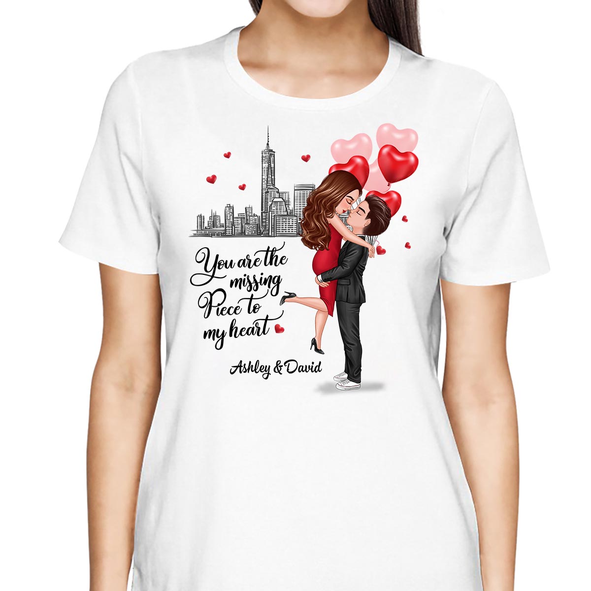 The Missing Piece To My Heart Valentine‘s Day Gift For Him, Gift For Her Personalized Shirt