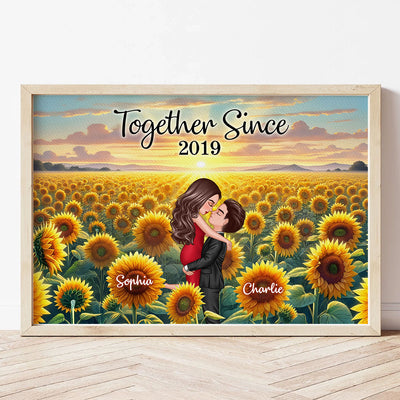 Personalized Couple Vintage Sunflower Field Poster,  Gift, Anniversary Gift For Couples, For Him, For Her