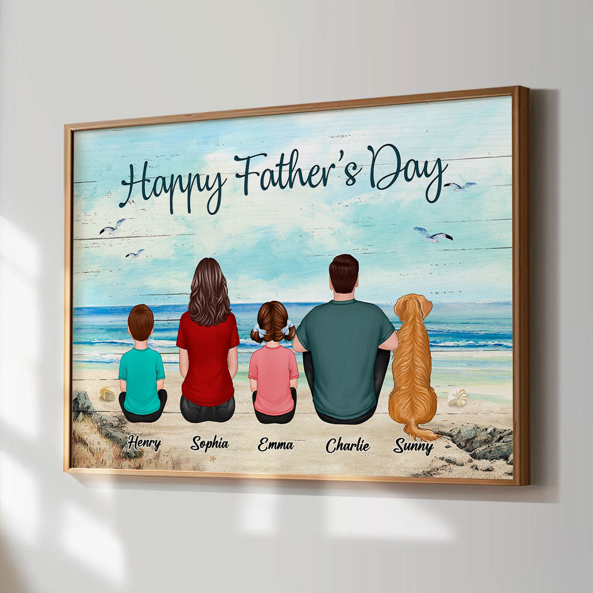 Beautiful Beach Landscape Family Love Personalized Poster| Heartfelt Father's Day Gift For Dad, Husband