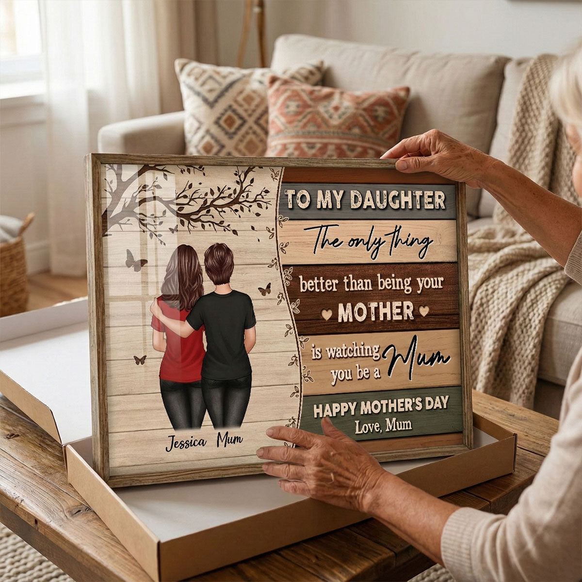 Vintage To My Daughter From Mum Happy Mother's Day - Personalised Poster - Mother's Day Gift For Daughter