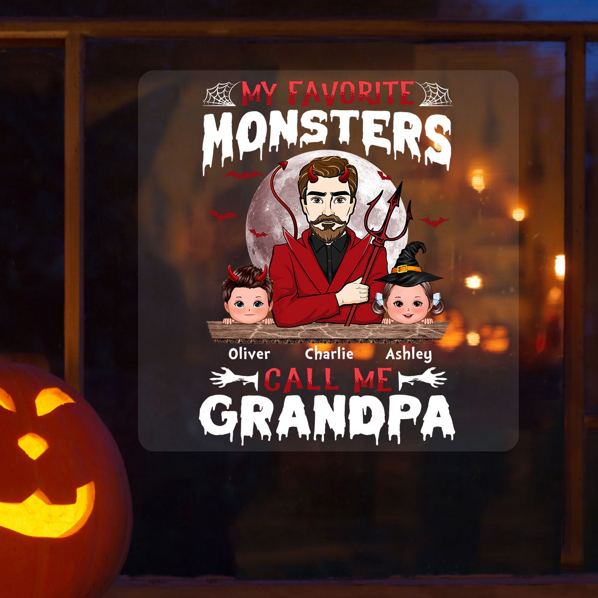 Favorite Monsters Dad Grandpa Personalized Decal, Halloween Decor