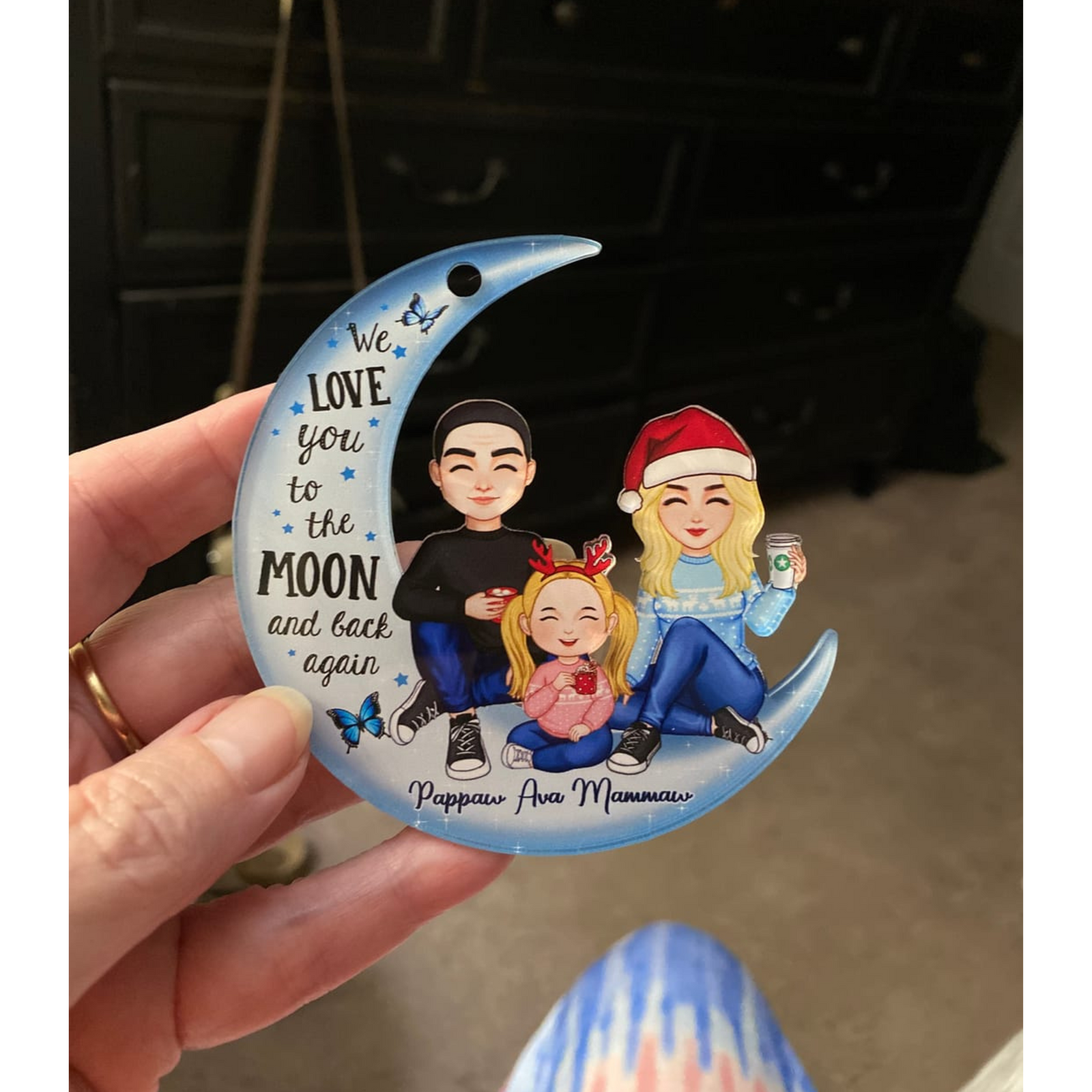 Cute Grandma & Grandkid On Moon Christmas Gift - Personalized Acrylic Ornament - Christmas Gift